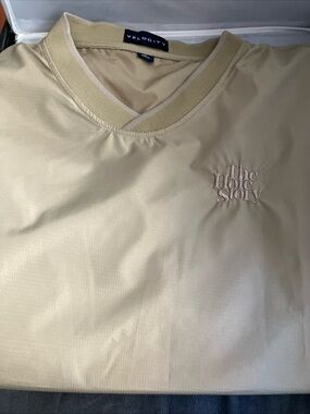 Velocity Men’s Light Beige V-Neck Shirt with 'The Hole Story' Embroidery
